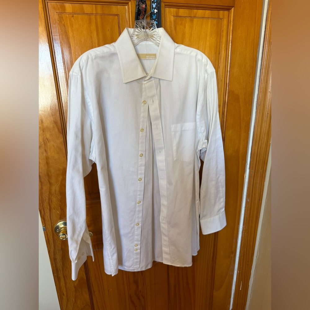 MICHAEL KORS 100% cotton Men White button Up shirt SIZE 16 32/33